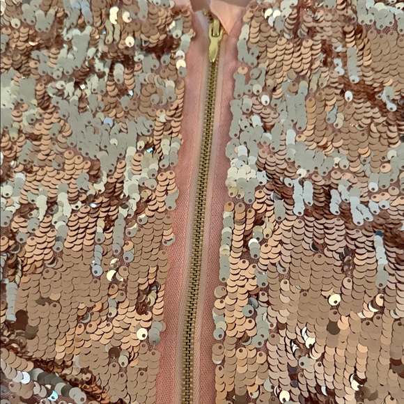 H&M Rose Gold Sequin Bomber Jacket - Picture 3 of 6
